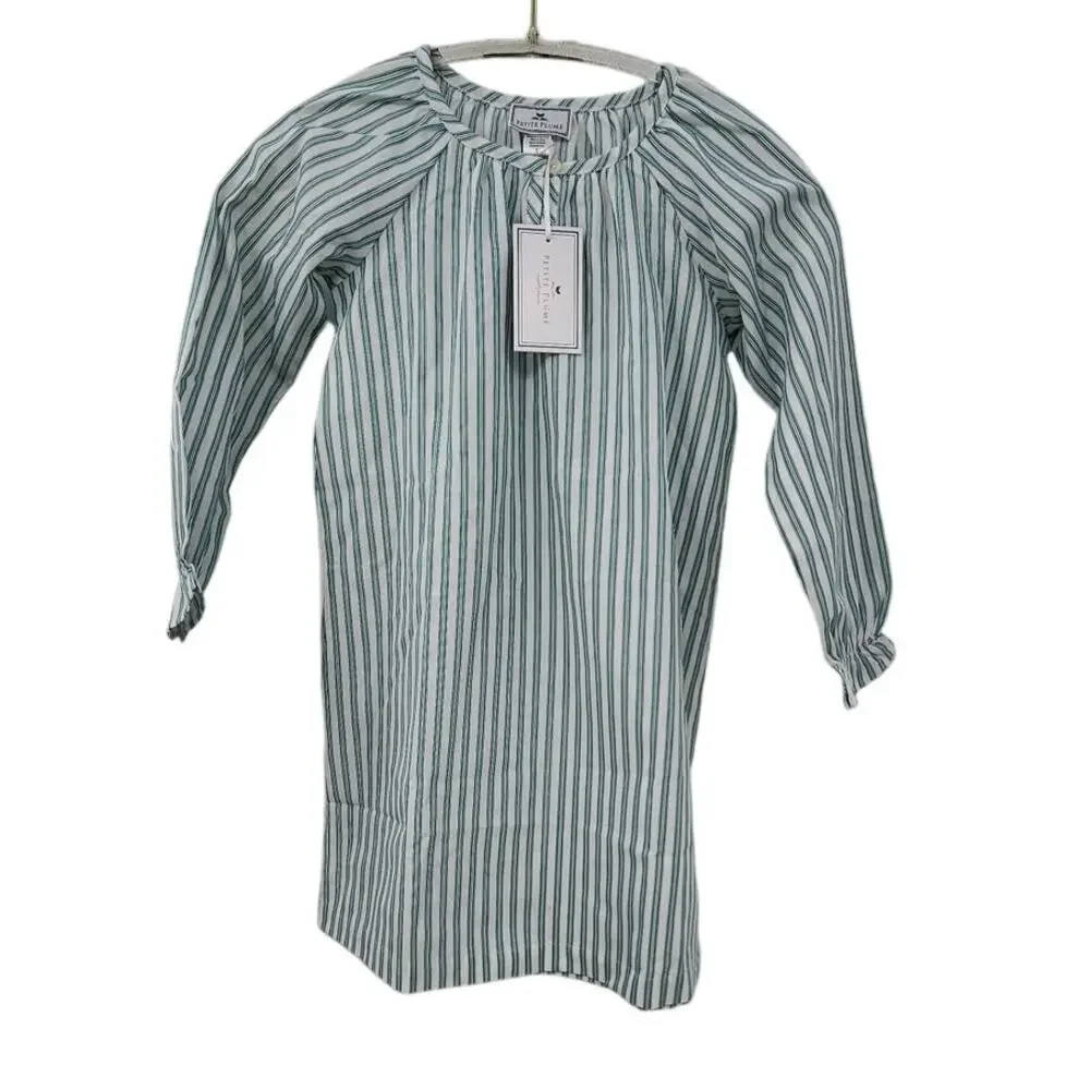 New NWT Petite Plume Girls Classic White Green Pajama Night Gown Size 5